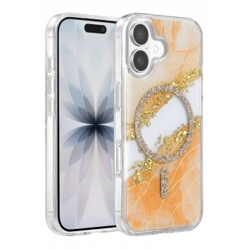 Onegif Apple iPhone 17 Lotus Simli Magsafe Kapak - Turuncu