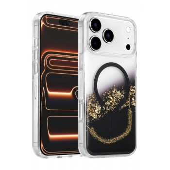 Onegif Apple iPhone 17 Pro Max Lotus Simli Magsafe Kapak - Siyah