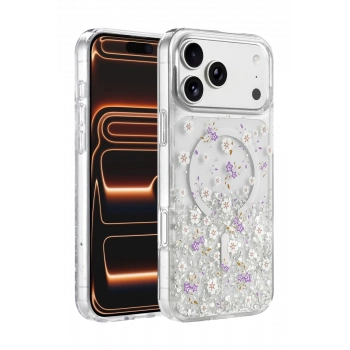 Onegif Apple iPhone 17 Pro Max Misk Simli Magsafe Kapak - Desen 2