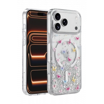 Onegif Apple iPhone 17 Pro Max Misk Simli Magsafe Kapak - Desen 4