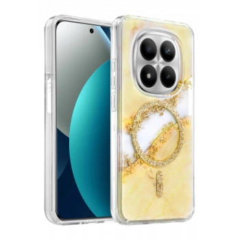 Onegif Xiaomi Redmi Note 15 Pro Plus 5G Lotus Simli Magsafe Kapak - Gümüş