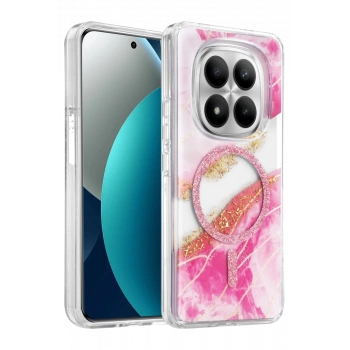Onegif Xiaomi Redmi Note 15 Pro Plus 5G Lotus Simli Magsafe Kapak - Pembe