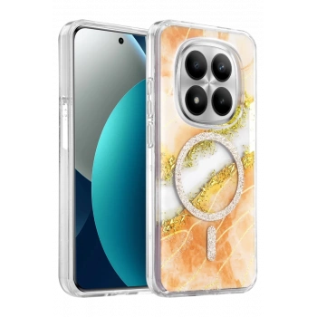 Onegif Xiaomi Redmi Note 15 Pro Plus 5G Lotus Simli Magsafe Kapak - Turuncu