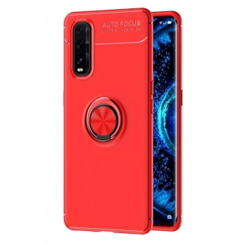 Oppo Find X2 Uyumlu Kılıf Range Yüzüklü Silikon - Kırmızı