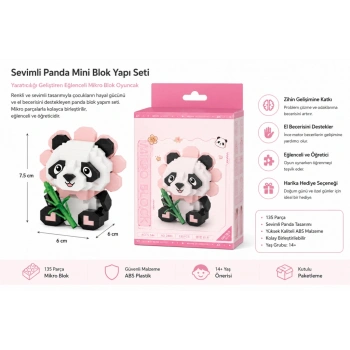OTURAN SEVİMLİ ÇİÇEK PANDA 350 PARÇA BLOCK OYUNCAK