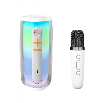 Pluse 6 Mikrofonlu RGB Kablosuz Hoparlör - Beyaz