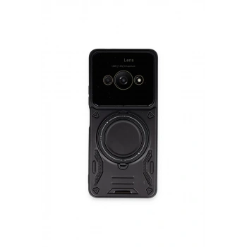 Xiaomi Poco C61 Kılıf Joy Lens Standlı Kapak - Siyah