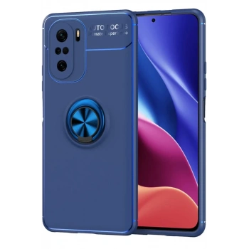 Xiaomi Poco F3 Kılıf Range Yüzüklü Silikon - Mavi