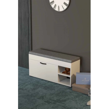 Puflu Ayakkabılık Bench Beyaz 90 cm