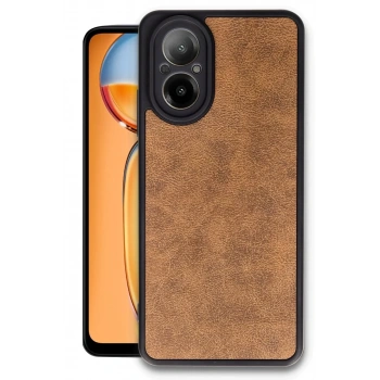 Realme 12 Lite Uyumlu Kılıf Aras Deri Kapak - Taba