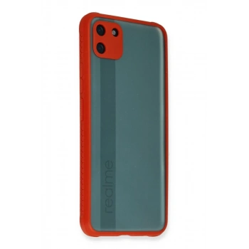 Realme C11 Kılıf Miami Şeffaf Silikon - Kırmızı