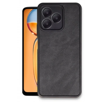 Realme Note 50 4G Uyumlu Kılıf Aras Deri Kapak - Siyah