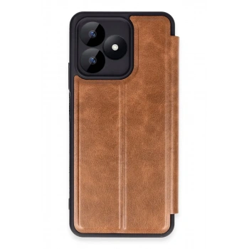 Realme Note 50 4G Uyumlu Kılıf Flip Cover - Taba