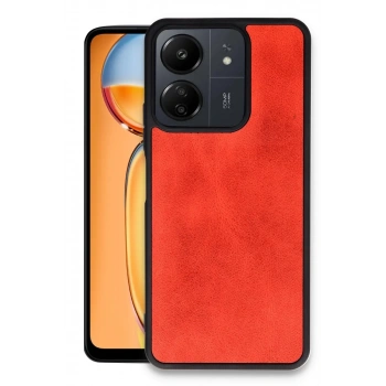 Xiaomi Redmi 13C Kılıf Aras Deri Kapak - Kırmızı