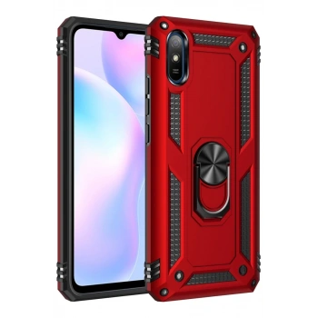 Xiaomi Redmi 9A Kılıf Sofya Yüzüklü Silikon Kapak - Kırmızı