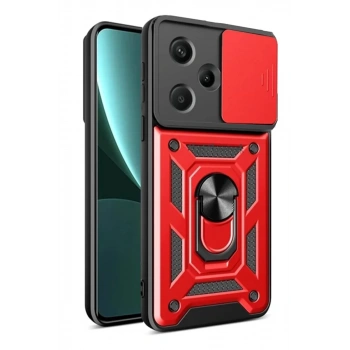 Xiaomi Redmi Note 13 Pro Plus Kılıf Pars Lens Yüzüklü Silikon - Kırmızı