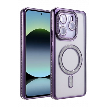 Xiaomi Redmi Note 14 4G Joke Simli Magneticsafe Kılıf - Derin Mor