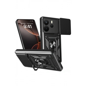 Xiaomi Redmi Note 14 4G Pars Lens Yüzüklü Silikon - Siyah