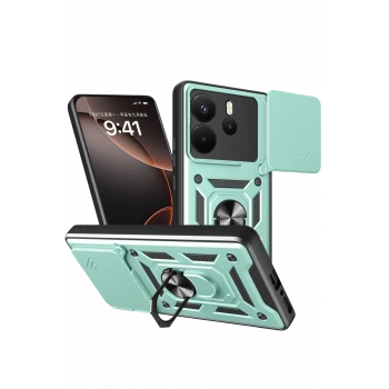 Xiaomi Redmi Note 14 4G Pars Lens Yüzüklü Silikon - Yeşil