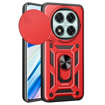 Xiaomi Redmi Note 14 Pro 4G Kılıf Pars Lens Yüzüklü Silikon - Kırmızı