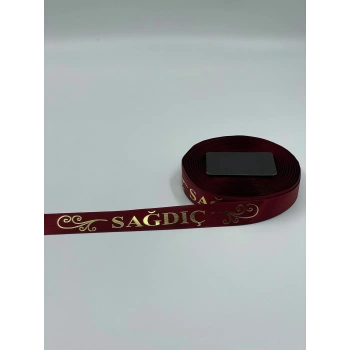 Sağdıç Baskılı Kol Kurdelesi - Bordo - 1 TOP - 50 METRE