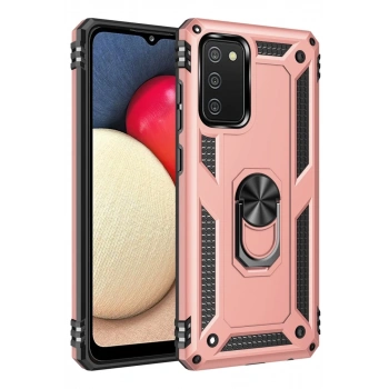 Samsung Galaxy A03S Uyumlu Kılıf Sofya Yüzüklü Silikon Kapak - Rose