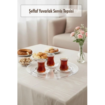 Şeffaf Yuvarlak Servis Tepsisi 33 cm