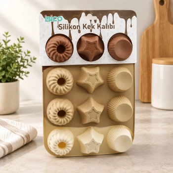 Silikon Muffin Kek Kalıbı Desenli