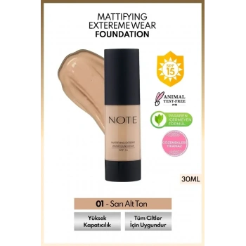 SPF 15 Mat Kapatıcı Fondöten - 01 Beige