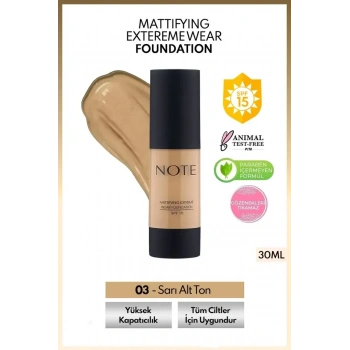 SPF 15 Mat Kapatıcı Fondöten - 03 Medium Beige