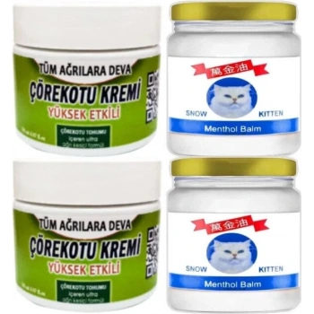 Süper Çörek Otu Krem 2X100 ml - Snow Kitten Menthol Balm 2X50 ml