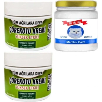 Süper Çörek Otu Kremi 2x 100 ml - Snow Kitten Menthol Balm 50 ml