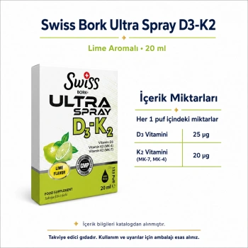 Swiss Bork Ultra Spray D3-K2 Lime Aromalı Sprey 20 ml