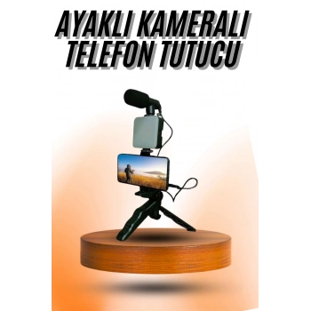 Telefon Tutucu Mini Mikrofonlu Tripod Vlog Çekim Video