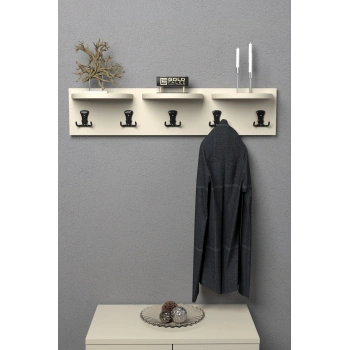 Üst Raflı Duvar Askılığı Bej 80 cm