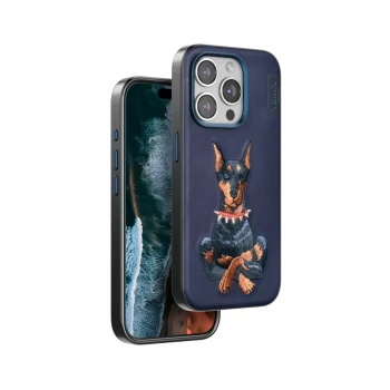 Venco Apple iPhone 15 Pro Max Uyumlu Perma Desenli Kapak - Lacivert