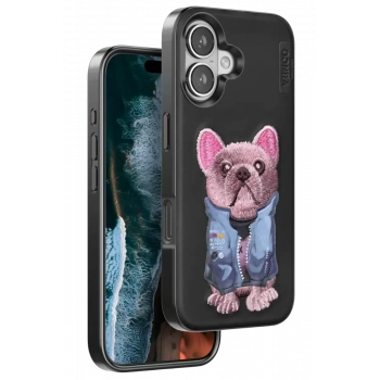 Venco Apple iPhone 16 Uyumlu Cute Desenli Kapak - Siyah