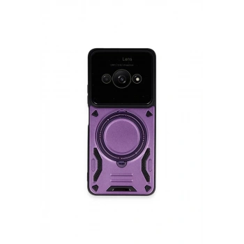 Xiaomi Poco C61 Kılıf Joy Lens Standlı Kapak - Mor