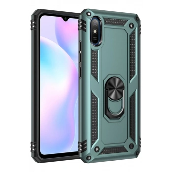 Xiaomi Redmi 9A Uyumlu Kılıf Sofya Yüzüklü Silikon Kapak - Yeşil
