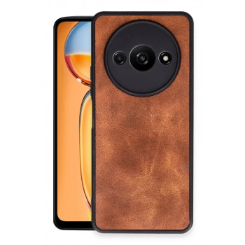 Xiaomi Redmi A3 4G Uyumlu Kılıf Aras Deri Kapak - Taba