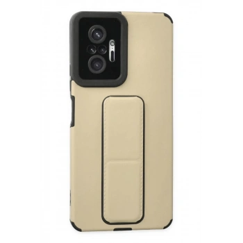 Xiaomi Redmi Note 10 Pro Uyumlu Kılıf Mega Standlı Silikon - Gold