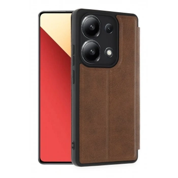 Xiaomi Redmi Note 13 4G Uyumlu Kılıf Flip Cover - Taba