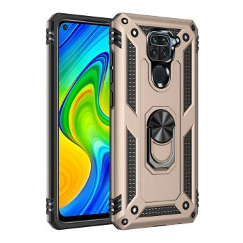 Xiaomi Redmi Note 9 Uyumlu Kılıf Sofya Yüzüklü Silikon Kapak - Gold