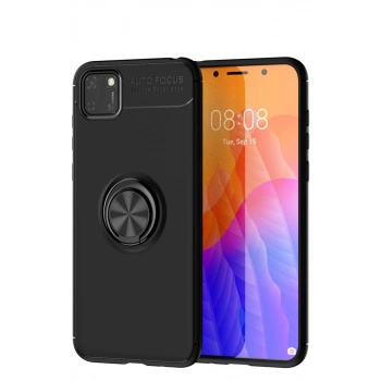 Huawei Y5P Kılıf Range Yüzüklü Silikon - Siyah