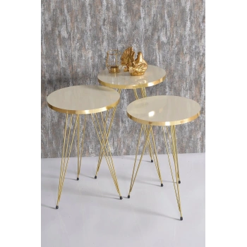 Zigon Sehpa Gold Krem Tel