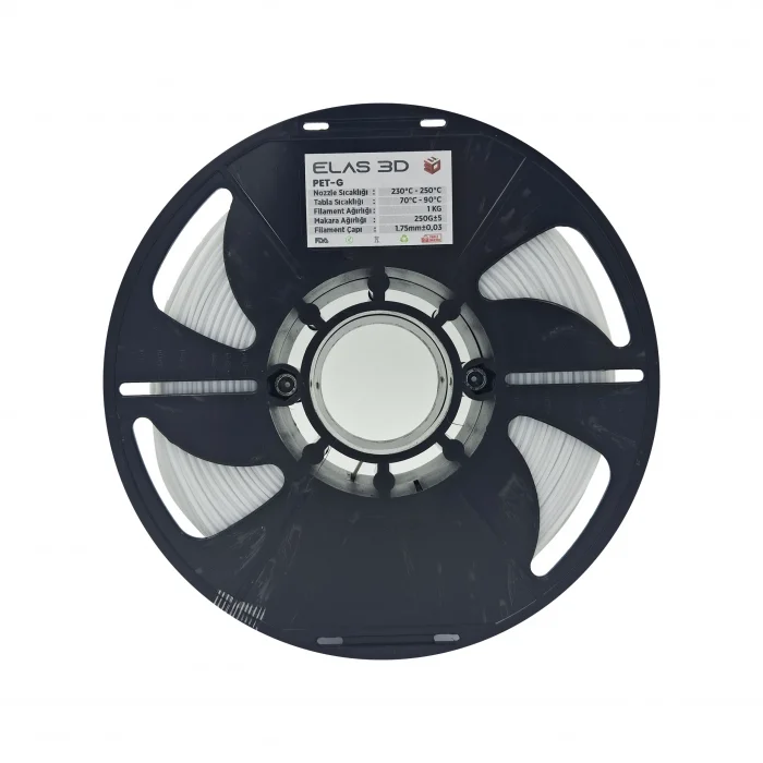 Elas 3D Beyaz Pet-G Filament 1.75mm 1KG