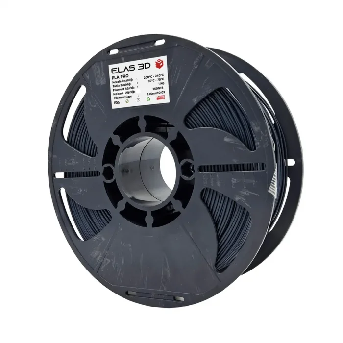 Elas 3D Antrasit Gri Pla Pro Filament - 1.75mm - 1 Kg
