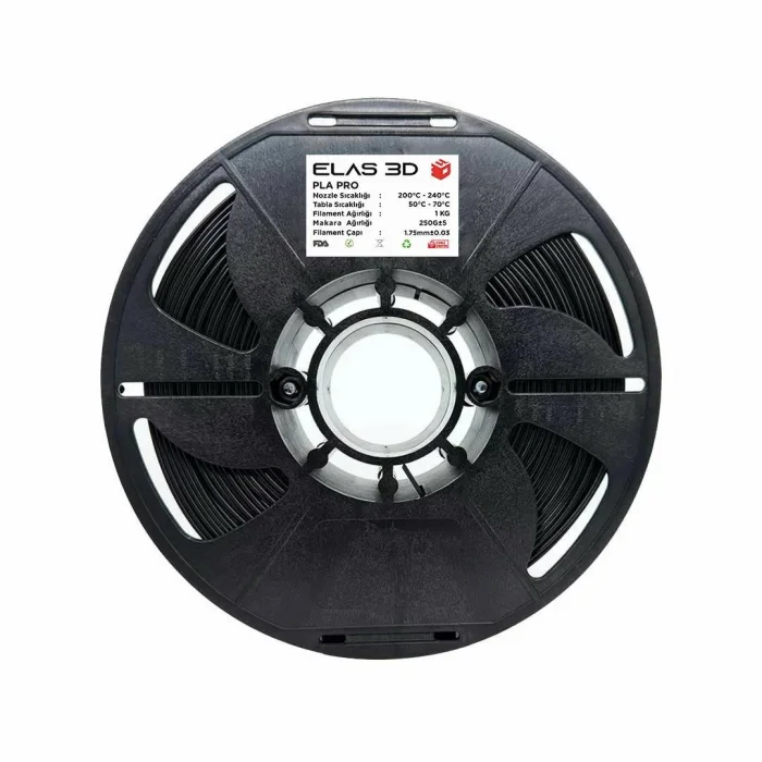 Elas 3D Siyah PLA Pro Filament - 1.75mm - 1 Kg