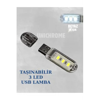 Taşınabilir Mini Usb Led Lamba 3 Led Beyaz 5730 Smd Kamp Stick Led