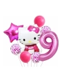 Hello Kitty 9 Yaş Balon Set Yıldız Balon Folyo Set Konsept Doğum Günü Set Yaş Balon Set